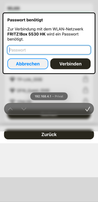 Inserire la password WLAN per novolto Sense